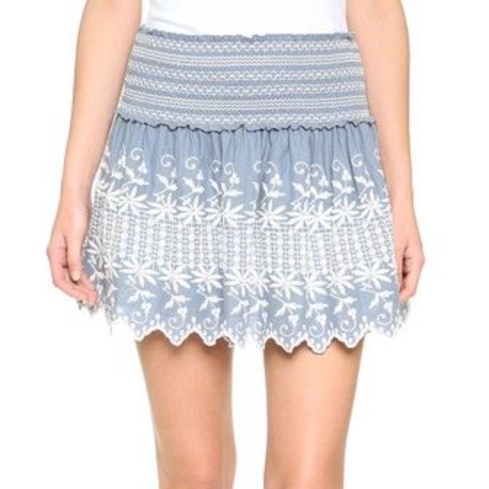 LoveShackFancy Embroidered Mini Skirt